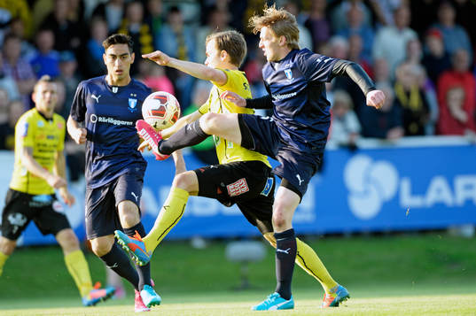 Mjällbys Andreas Blomqvist och Malmö FFs Emil Forsberg i