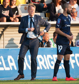 Malmös tränare Åge Hareide och matchaälte Guillermo