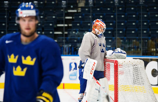 Målvakten Anders Nilsson på Sveriges träning