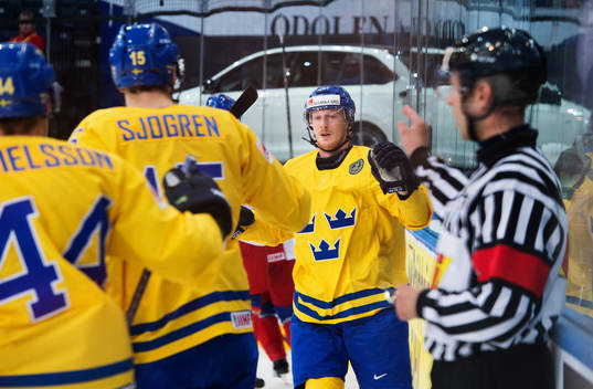 Sveriges Simon Hjalmarsson jublar