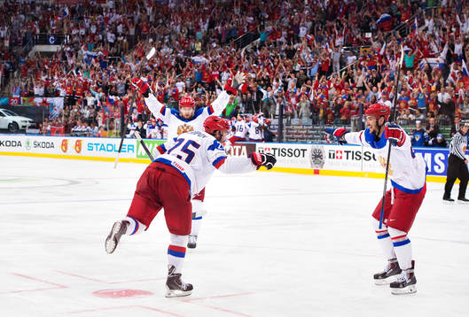 Rysslands Anton Belov, Danis Zaripov och Artyom Anisimov