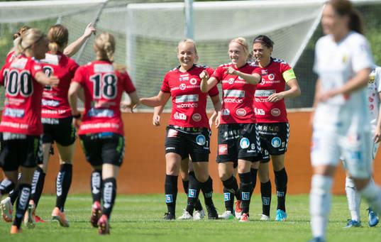 Kristianstads Linnea Liljegärd har gjort 1-0 redan i