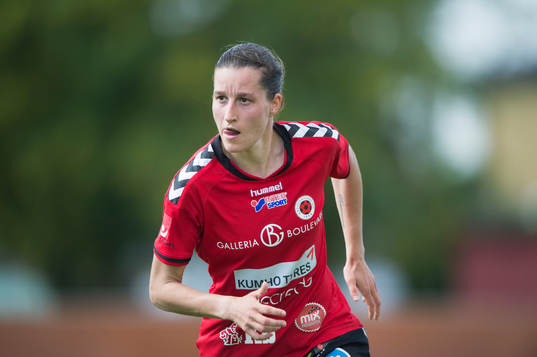 Kristianstads Johanna Rasmussen i matchen i damallsvenskan