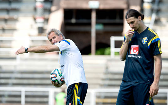 Sveriges förbundskapten Erik Hamrén och Zlatan Ibrahimovic