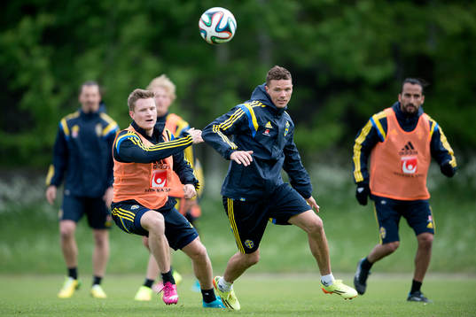 Sveriges Marcus Berg och Mattias Johansson