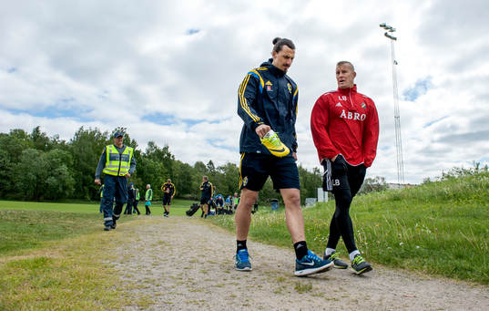 Sveriges Zlatan Ibrahimovic och förra lagkamraterna Lee