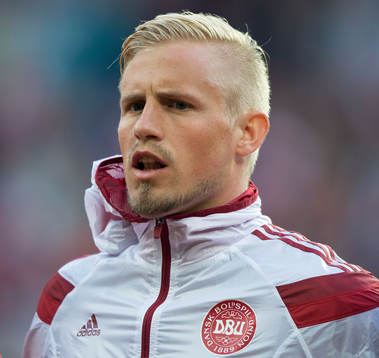 Danmarks målman Kasper Schmeichel i landskampen mellan
