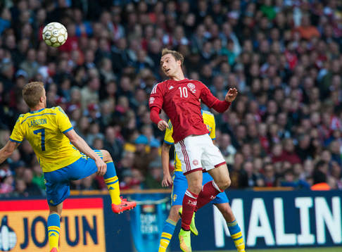 Danmarks Christian Eriksen  i landskampen mellan Danmark