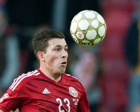 Danmarks Pierre Emile Höjbjerg  i landskampen mellan