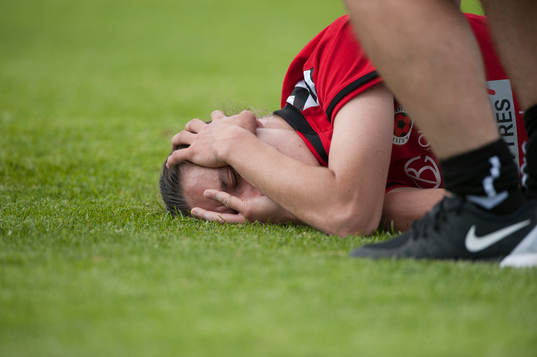 Kristianstads Johanna Rasmussen, som gjorde 1-0, låg