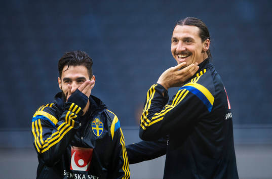 Jimmy Durmaz och Zlatan Ibrahimovic på Sveriges