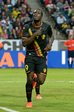 Belgiens Romelu Lukaku jublar