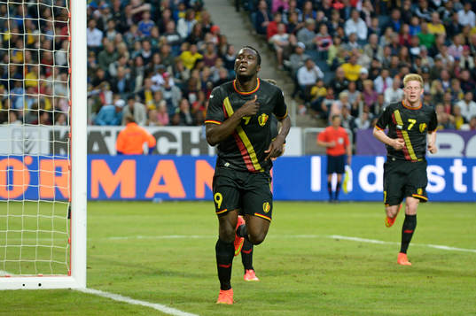 Belgiens Romelu Lukaku jublar