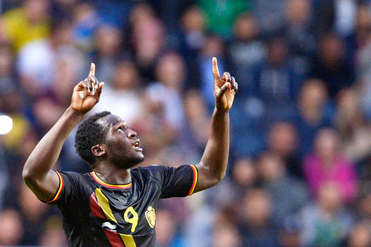 Belgiens Romelu Lukaku jublar