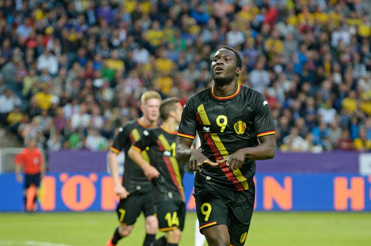 Belgiens Romelu Lukaku jublar