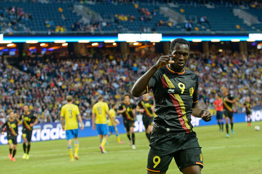 Belgiens Romelu Lukaku jublar