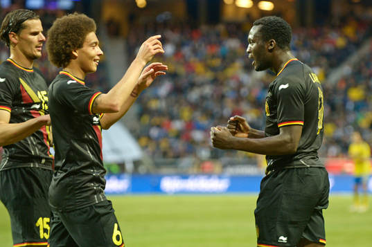 Belgiens Romelu Lukaku jublar