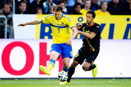under fotbollslandskampen mellan Sverige och Belgien