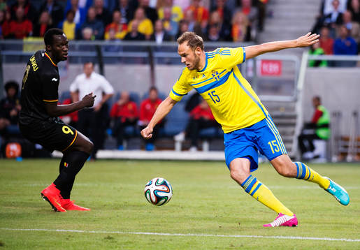 Belgiens Romelu Lukaku och Sveriges Andreas Granqvist