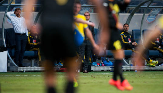 Sveriges Marcus Allbäck, Erik Hamrén och Zlatan