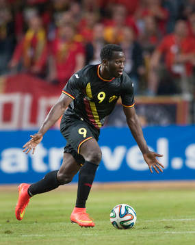 Belgiens Romelu Lukaku i träningslandskampen i mellan