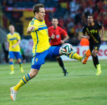Sveriges Tobias Hysén  i träningslandskampen i mellan