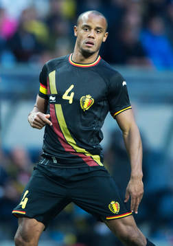 Belgiens Vincent Kompany  i träningslandskampen i mellan