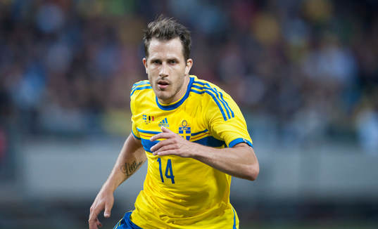 Sveriges Tobias Hysén i träningslandskampen i mellan