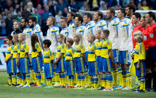 Sveriges landslag vid line up i träningslandskampen i