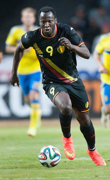 Belgiens Romelu Lukaku i träningslandskampen i mellan