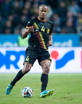 Belgiens Vincent Kompany i träningslandskampen i mellan