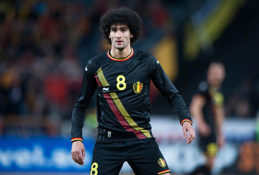 Belgiens Marouane Fellaini  i träningslandskampen i mellan
