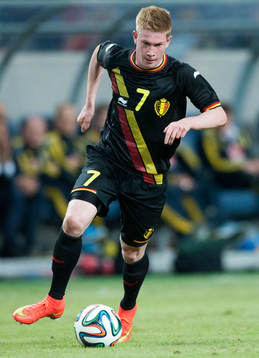 Belgiens Kevin De Bruyne i träningslandskampen i mellan