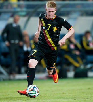 Belgiens Kevin De Bruyne i träningslandskampen i mellan