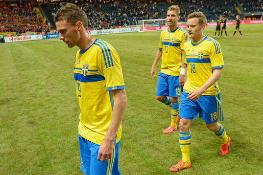 Sveriges Marcus Berg Mattias Johansson och Rasmus Bengtsson