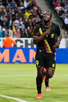 Belgiens Romelu Lukaku jublar