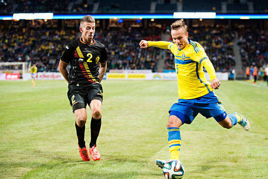 Sveriges Pierre Bengtsson mot Belgiens Toby Alderweireld