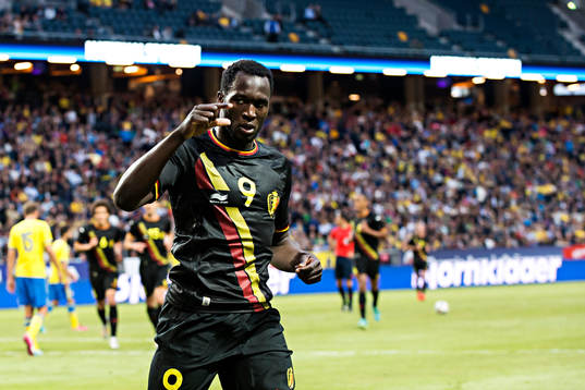 Belgiens Romelu Lukaku jublar