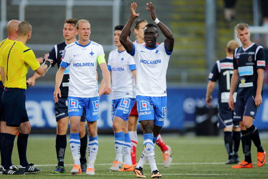 Norrköpings Alhaji Kamara jublar