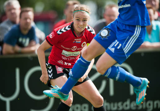 Kristianstads Sif Atladottir i matchen i damallsvenskan