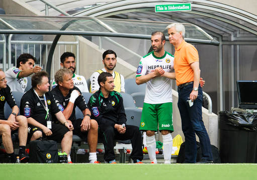 Hammarbys Kennedy Bakircioglu och tränare Nanne Bergstrand