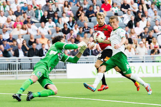 Landskronas målvakt Niklas Uddenäs och Martin Rudolfsson