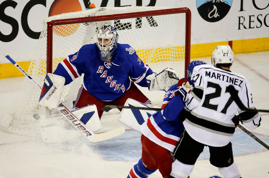 New York Rangers goalie Henrik Lundqvist (30) makes a save