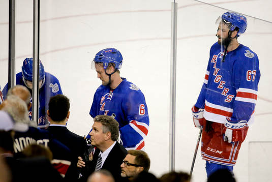 New York Rangers defenseman Anton Strålman (6) and left