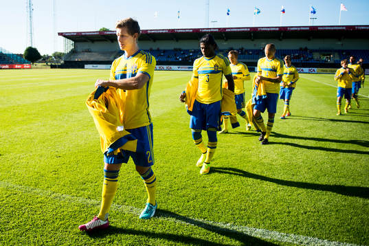 Sveriges Emil Krafth, Joseph Baffo och Sebastian Holmén