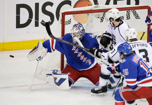 New York Rangers goalie Henrik Lundqvist (30) makes a save