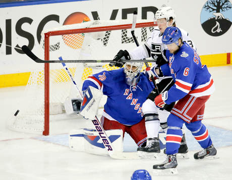 New York Rangers goalie Henrik Lundqvist (30) stops a shot