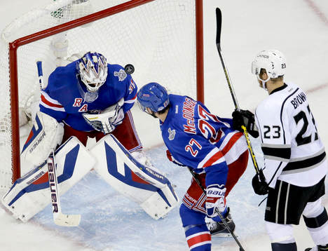 New York Rangers goalie Henrik Lundqvist (30) has a shot