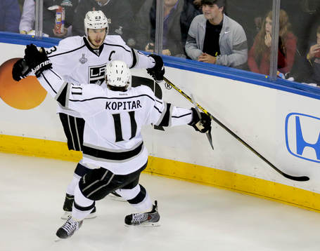 Los Angeles Kings right wing Dustin Brown (23) celebrates