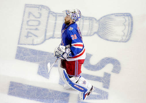 New York Rangers goalie Henrik Lundqvist skates past the